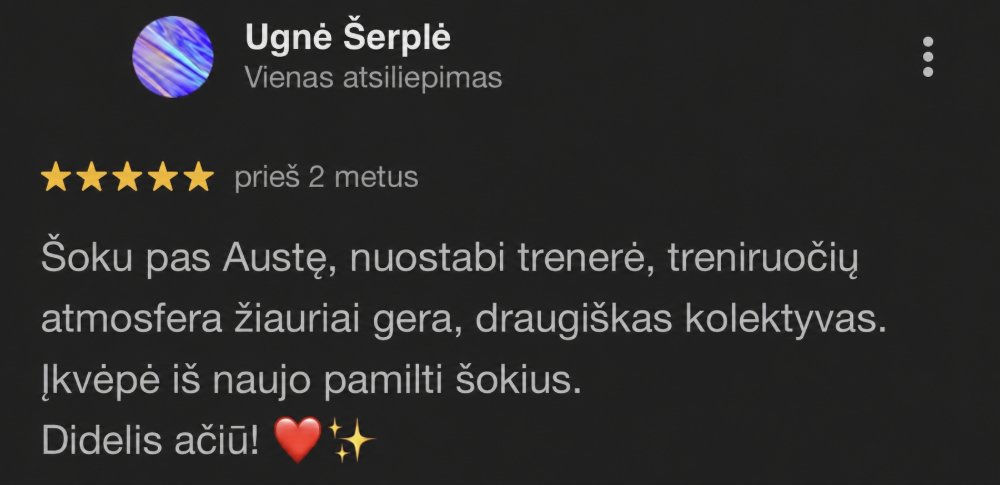 Google atsiliepimas – Ugnė Šerplė