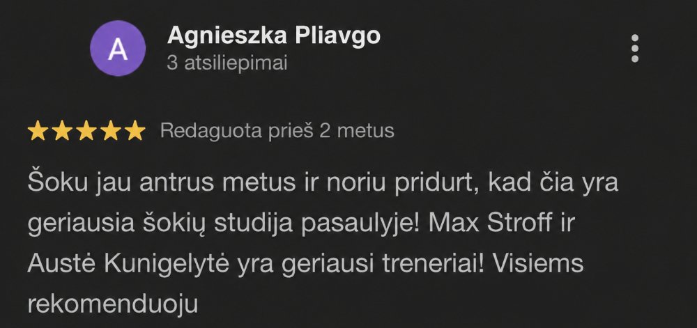 Google atsiliepimas – Agnieszka Pliavgo